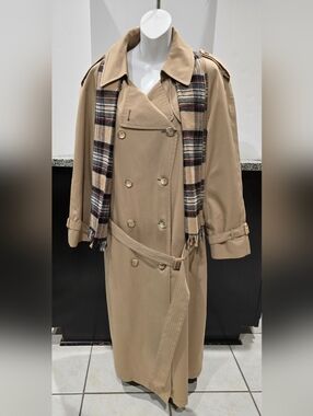 Vintage London Fog Mainscoat "Louise" Trench Coat women 18 Petite beige, scarf
